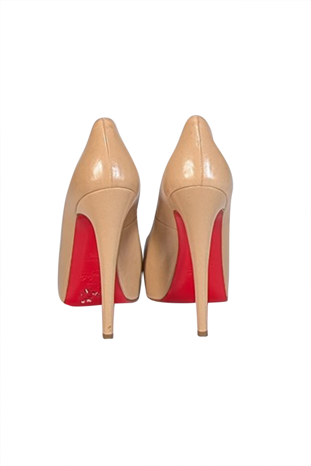 Christian Louboutin - Beige Leather Peep Toe Heels Sz 8.5