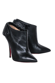 Current Boutique-Christian Louboutin - Black Leather Pointed Toe Heeled Short Boots Sz 7
