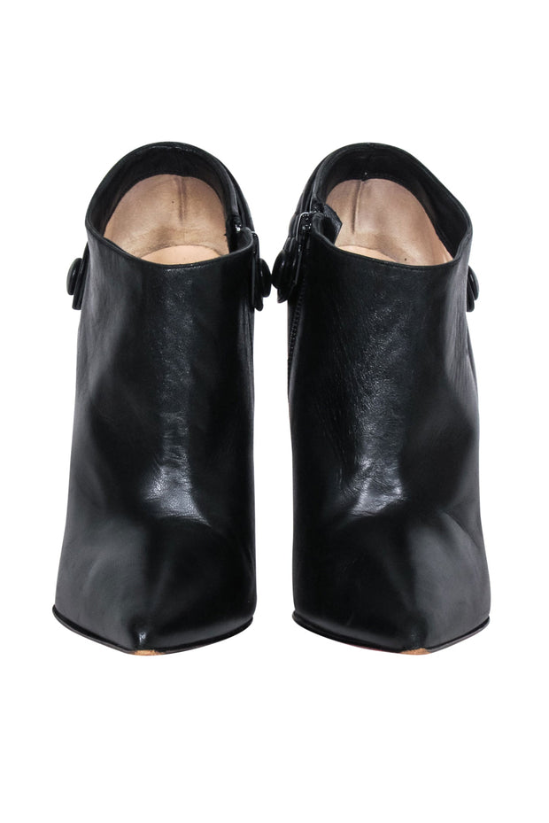 Current Boutique-Christian Louboutin - Black Leather Pointed Toe Heeled Short Boots Sz 7