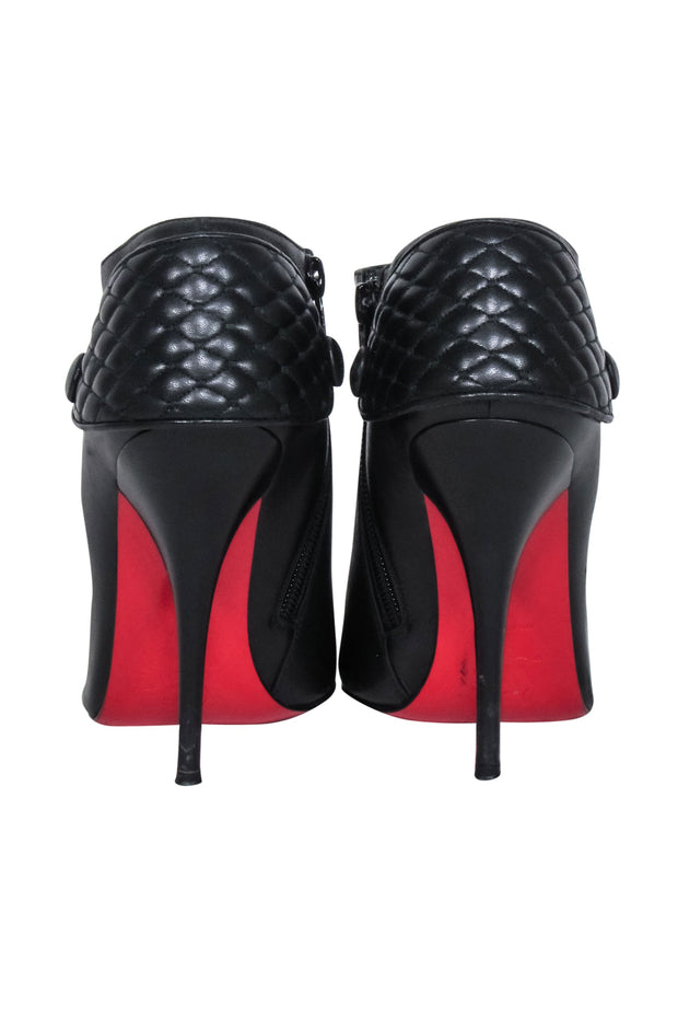 Current Boutique-Christian Louboutin - Black Leather Pointed Toe Heeled Short Boots Sz 7