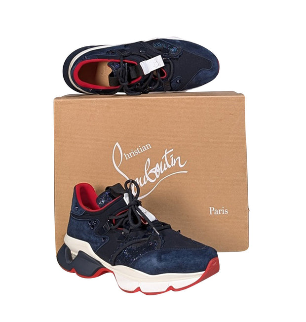 Current Boutique-Christian Louboutin - Navy Suede & Metallic Sneakers Sz 9.5