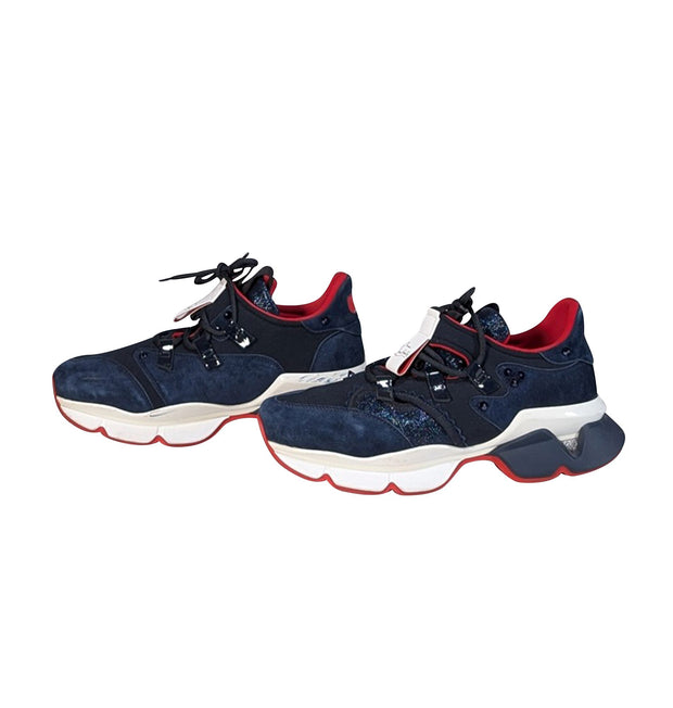 Current Boutique-Christian Louboutin - Navy Suede & Metallic Sneakers Sz 9.5
