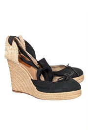 Current Boutique-Christian Louboutin - Black & Beige Espadrille Wedges Sz 8