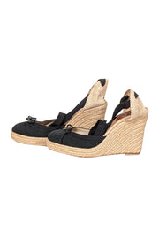 Current Boutique-Christian Louboutin - Black & Beige Espadrille Wedges Sz 8