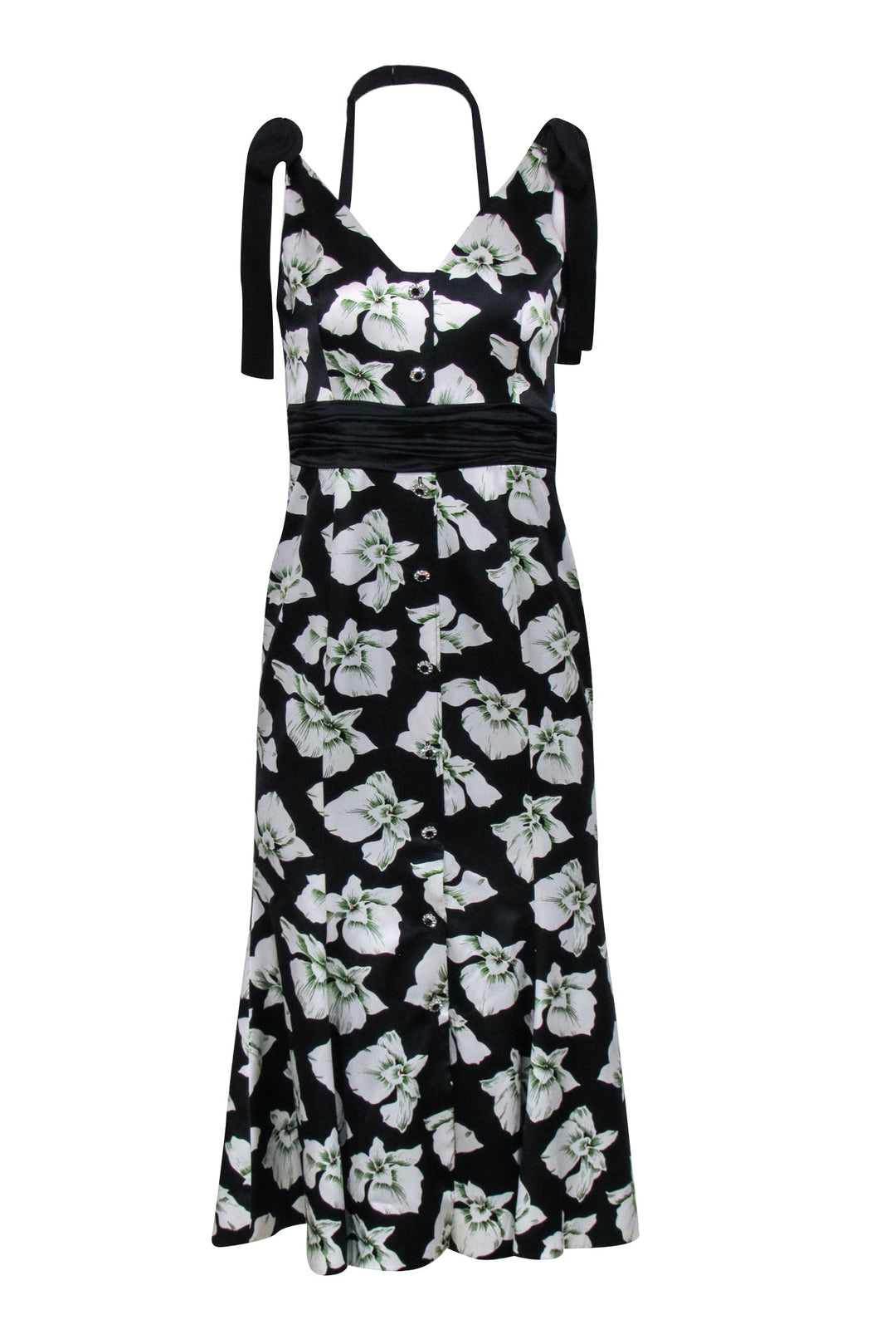 Cinq a Sept - Black w/ White Floral Print Silk Mermaid Dress Sz 4