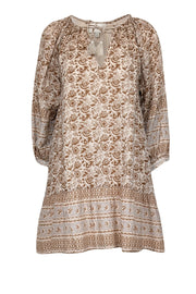 Current Boutique-Cleobella - Cream, Tan, & Light Blue Floral Print Cotton Mini Dress Sz M