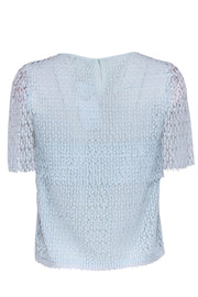 Current Boutique-Club Monaco - Light Blue Eyelet Textured Lace Short Sleeve Top Sz S