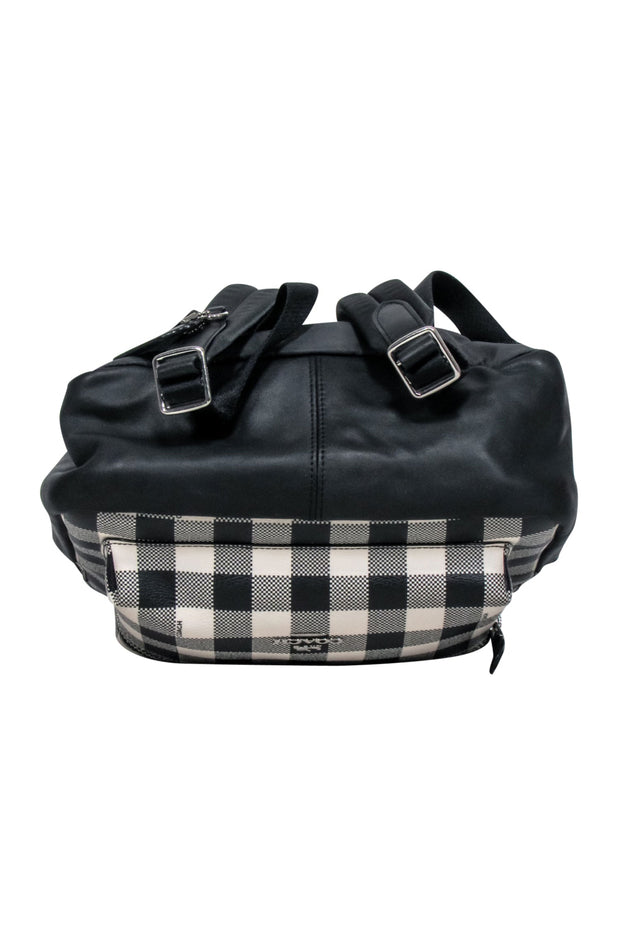 Current Boutique-Coach - Black & Cream Gingham Coated Canvas "Charlie" Backpack