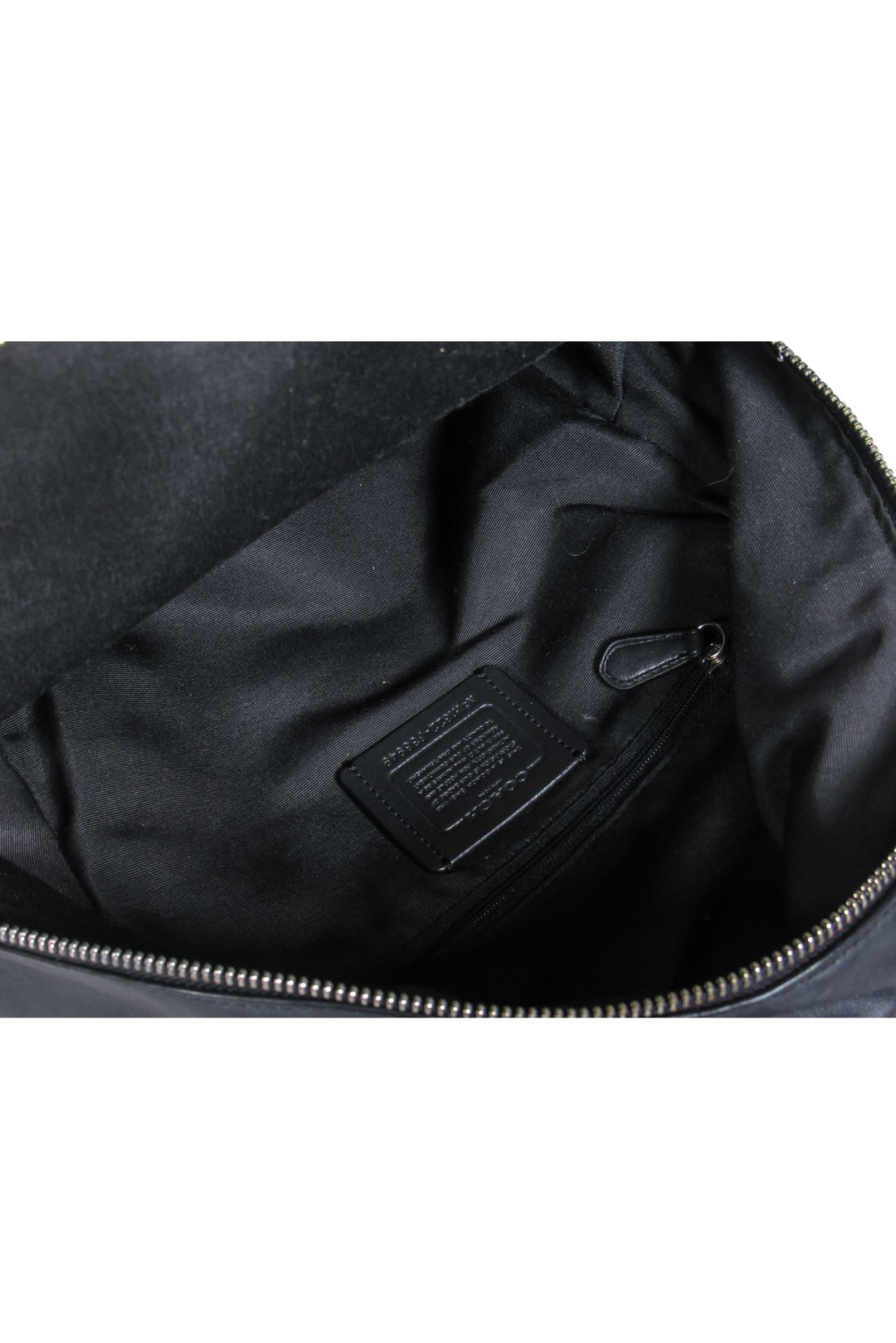 coach cream canvas and black leather backpack Coach