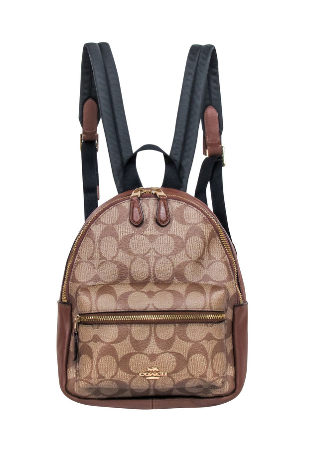 Current Boutique-Coach - Tan & Brown Monogram Coated Canvas & Leather Mini Backpack