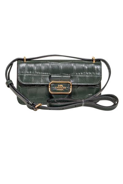 バッグ Coach Green Crocodile Embossed Satchel coach-crossbody-bags-green-