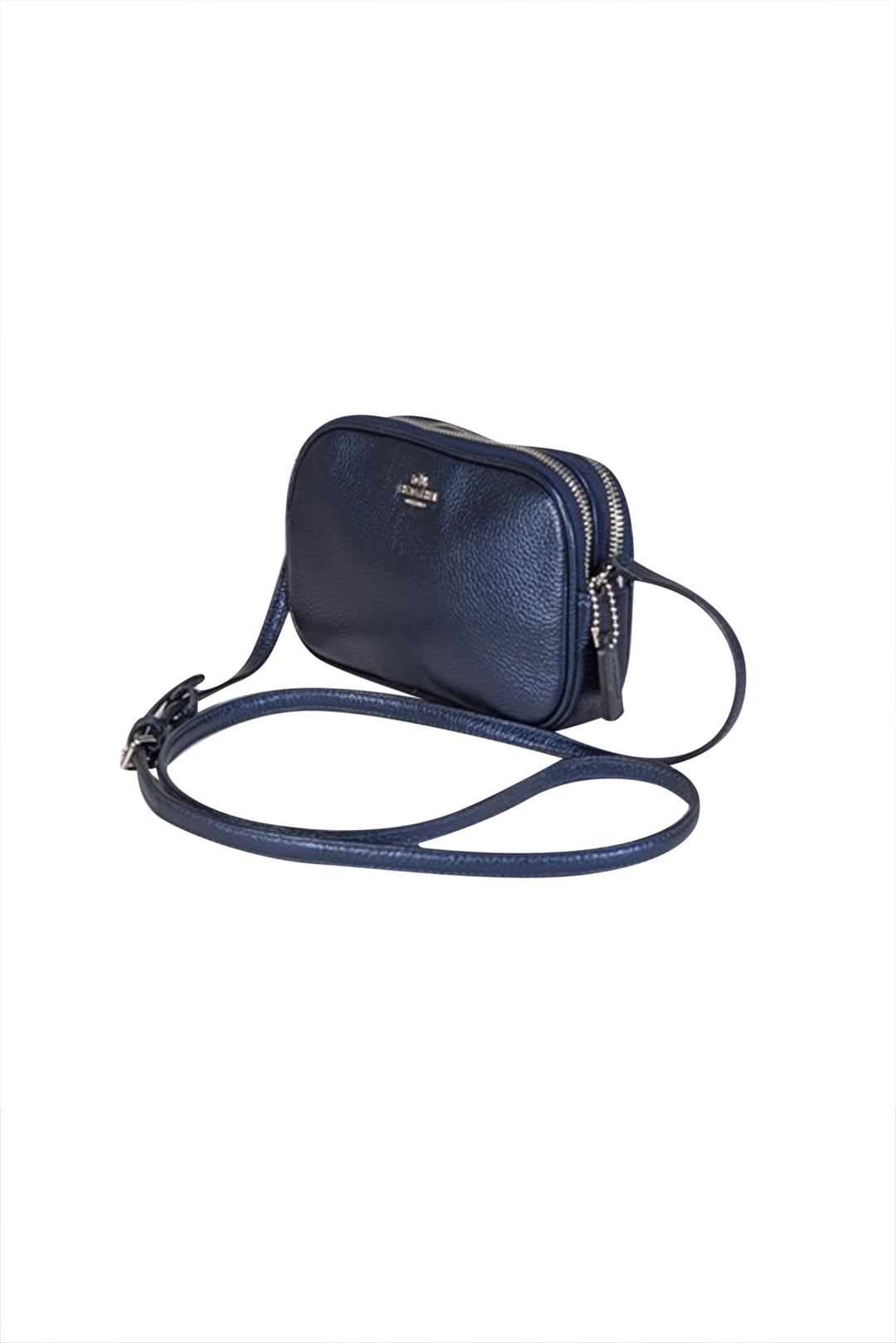 Coach - Navy Metallic Pebbled Leather Crossbody Bag | Current Boutique