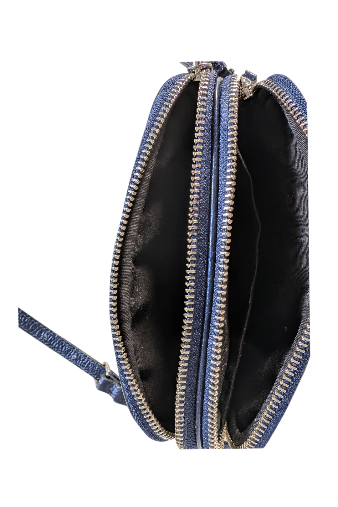 Coach - Navy Metallic Pebbled Leather Crossbody Bag | Current Boutique