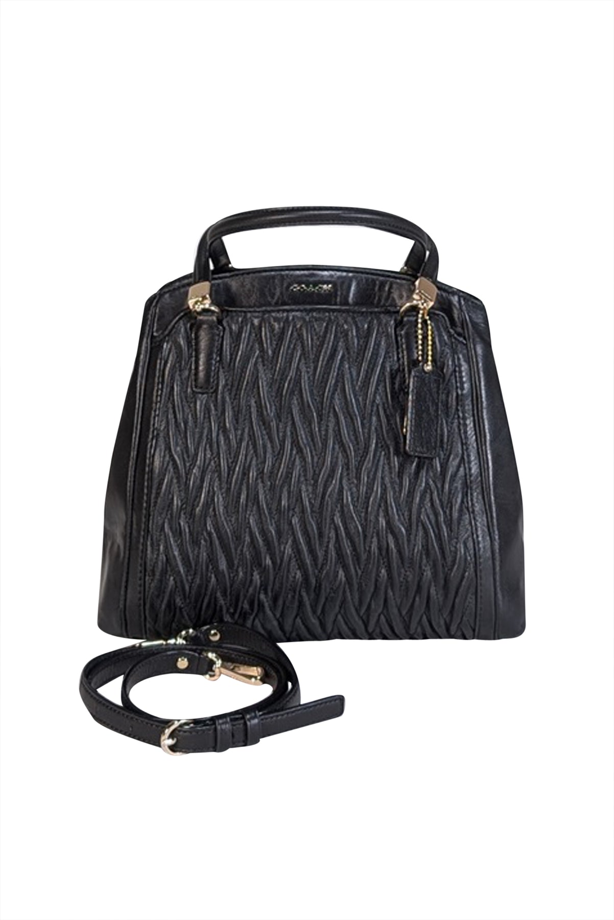 Coach - Black Textured Leather Satchel Bag | Current Boutique