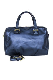 Current Boutique-Coach - Metallic Navy Blue Leather Satchel Bag