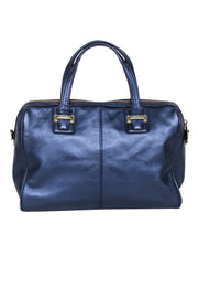 Current Boutique-Coach - Metallic Navy Blue Leather Satchel Bag