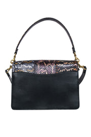 Current Boutique-Coach - Black Pebbled Leather w/ Ivory & Multi Color Snake Embossed Shoulder Bag