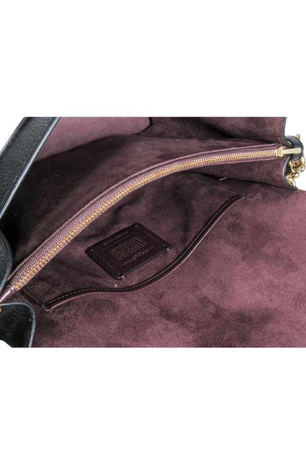 Current Boutique-Coach - Black Pebbled Leather w/ Ivory & Multi Color Snake Embossed Shoulder Bag