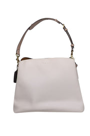 Current Boutique-Coach - Ivory Pebbled Leather "Willow" Shoulder bag w/ Beige Straps