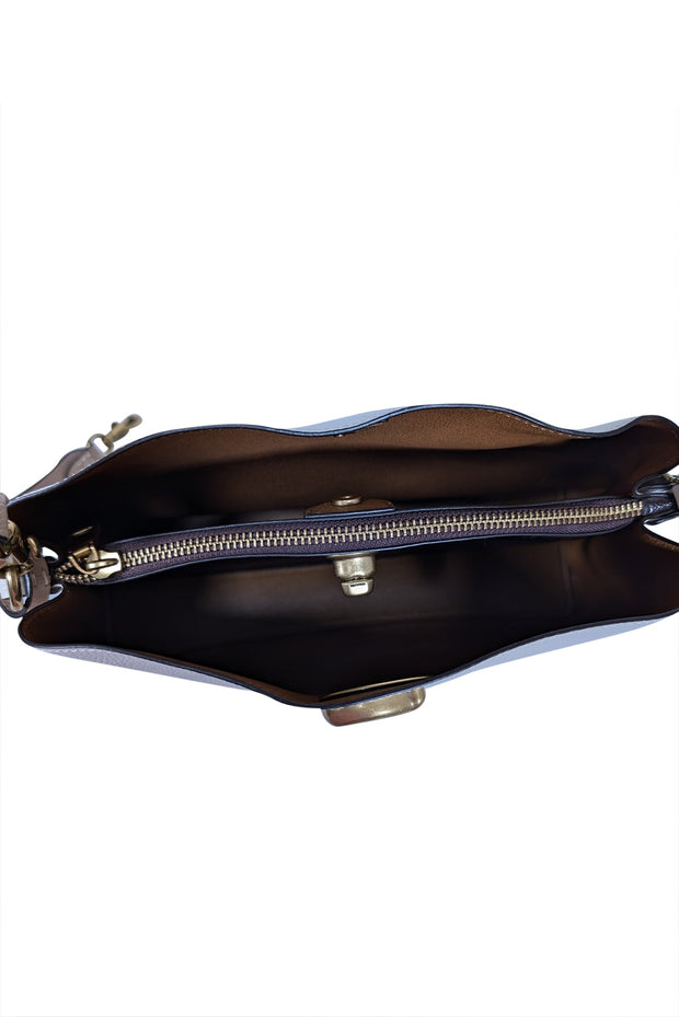 Current Boutique-Coach - Ivory Pebbled Leather "Willow" Shoulder bag w/ Beige Straps