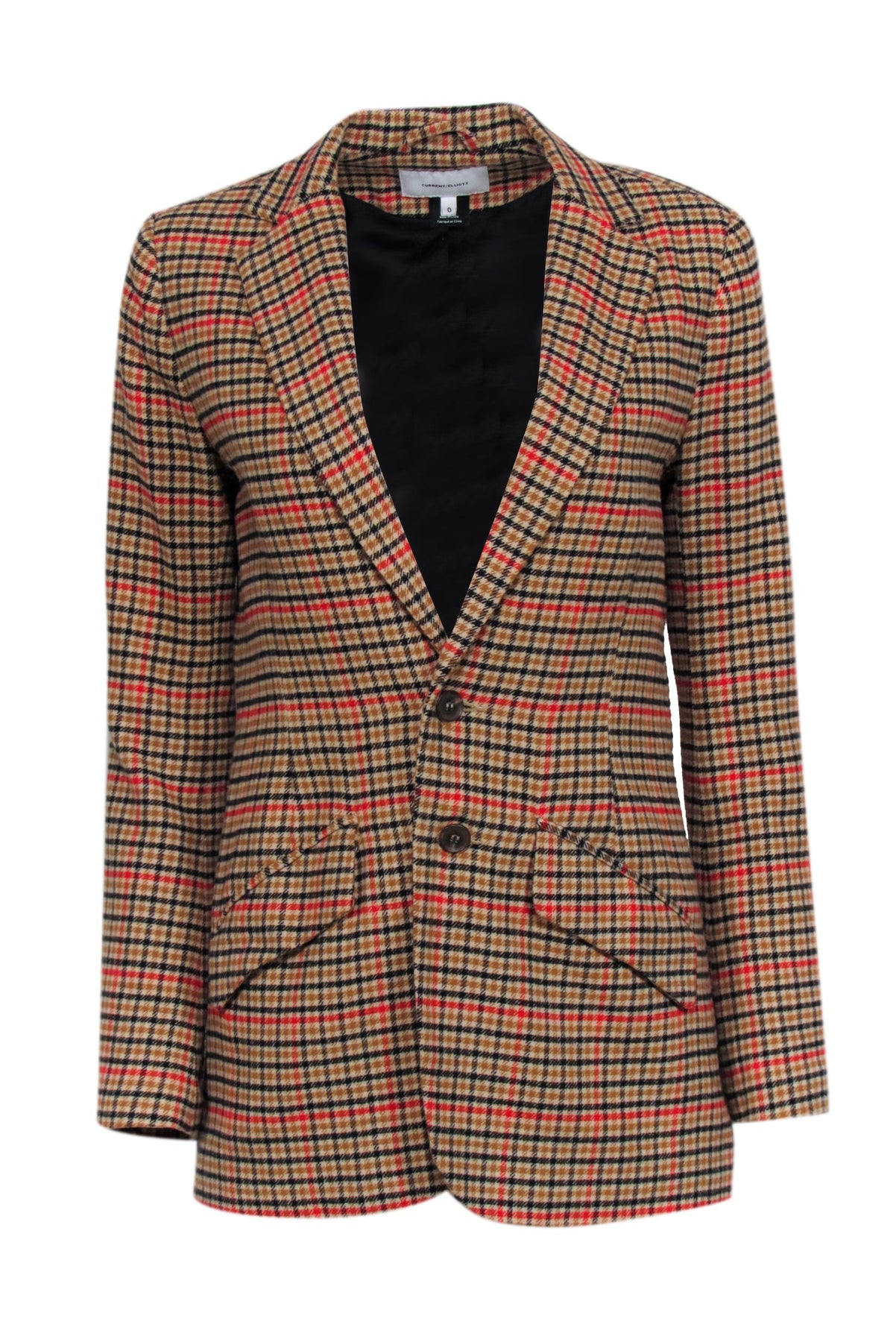 Red and Black Plaid Blazer
