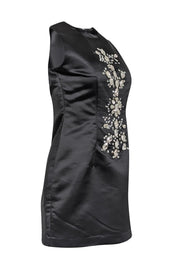 Cynthia Rowley - Black Satin Rhinestone Front Sleeveless Dress Sz 6