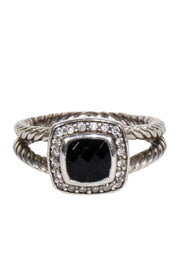 Current Boutique-David Yurman - Silver & Black Petite Albion Ring w/ Pavé Diamonds Sz 7