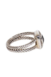 Current Boutique-David Yurman - Silver & Black Petite Albion Ring w/ Pavé Diamonds Sz 7