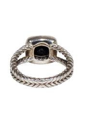 Current Boutique-David Yurman - Silver & Black Petite Albion Ring w/ Pavé Diamonds Sz 7