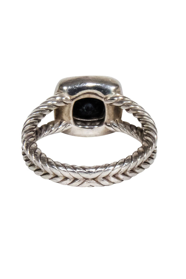 Current Boutique-David Yurman - Silver & Black Petite Albion Ring w/ Pavé Diamonds Sz 7