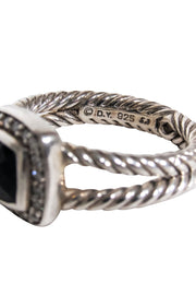 Current Boutique-David Yurman - Silver & Black Petite Albion Ring w/ Pavé Diamonds Sz 7