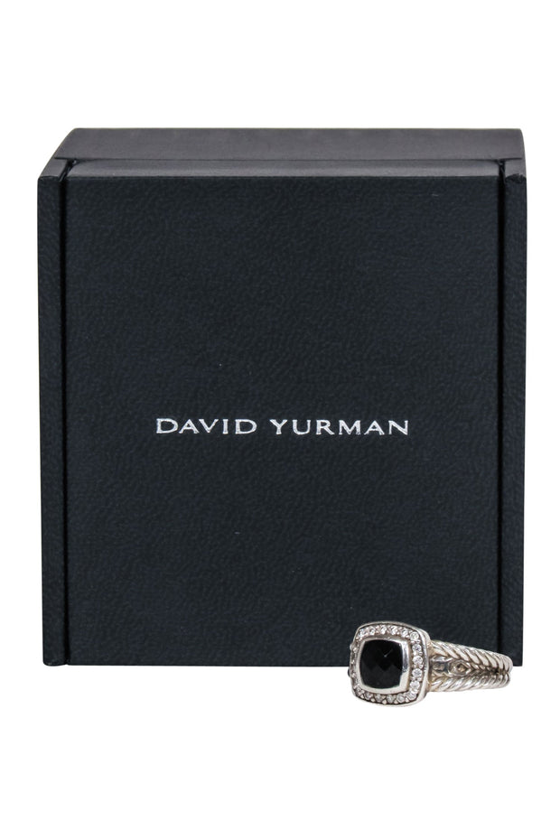 Current Boutique-David Yurman - Silver & Black Petite Albion Ring w/ Pavé Diamonds Sz 7