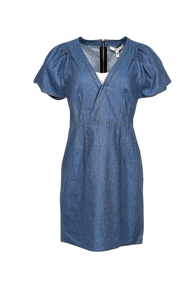 Derek Lam 10 Crosby Women's Cap-Sleeve Chambray Denim Dress - Indigo - Size 10 Derek Lam 10 Crosby Women's Cap-Sleeve Chambray Denim Dress - Indigo - Size 10