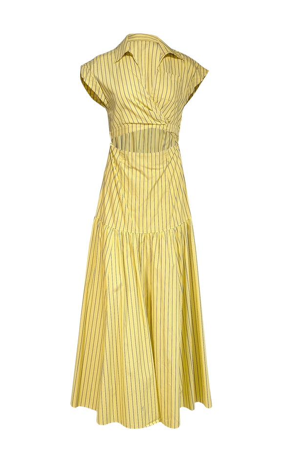Derek Lam - Yellow & Blue Pin Stripe Cap Sleeve Maxi Dress Sz 6 Derek Lam - Yellow & Blue Pin Stripe Cap Sleeve Maxi Dress Sz 6
