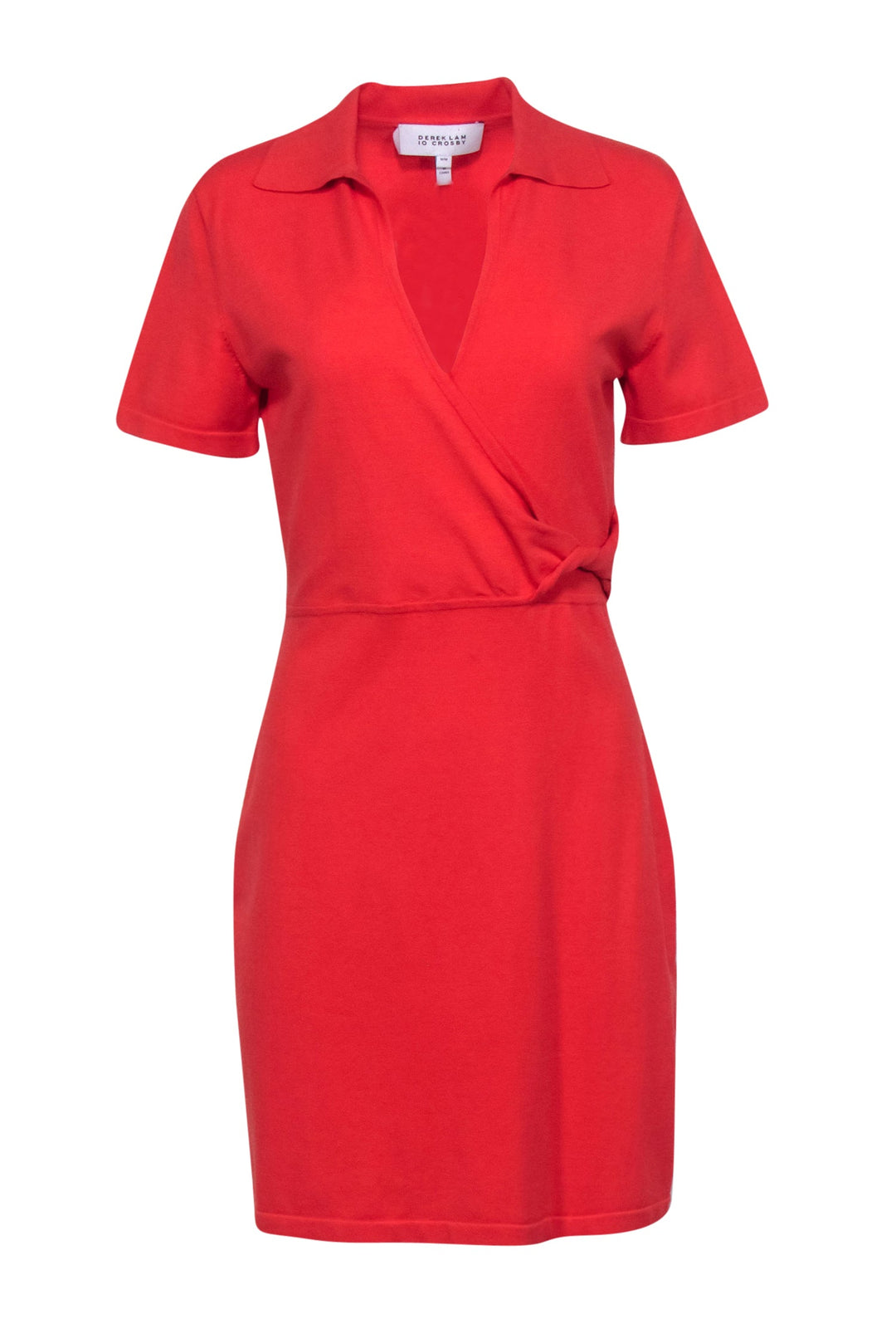 Derek Lam 10 Crosby - Orange Short Sleeve Knit Polo Wrap Mini Dress Sz M Derek Lam 10 Crosby - Orange Short Sleeve Knit Polo Wrap Mini Dress Sz M