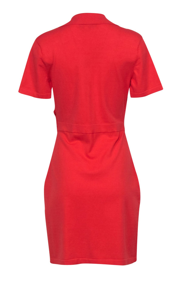 Derek Lam 10 Crosby - Orange Short Sleeve Knit Polo Wrap Mini Dress Sz Derek Lam 10 Crosby - Orange Short Sleeve Knit Polo Wrap Mini Dress Sz