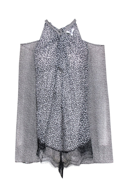 Current Boutique-Derek Lam - Black & White Multi Spot Print Cold Shoulder Top Sz 6