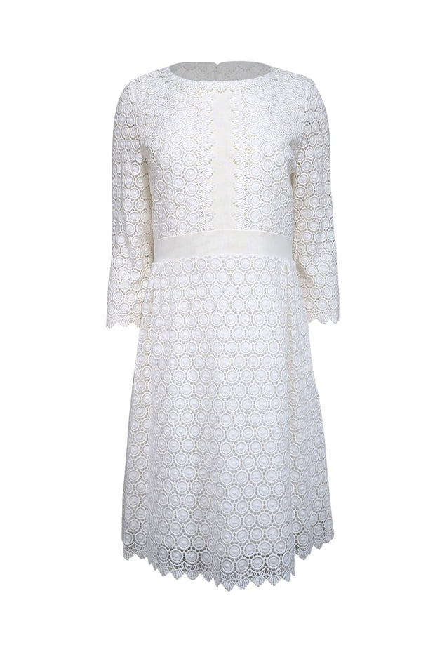 Diane von Furstenberg - White Eyelet Lace Cotton Dress Sz 10 Diane von Furstenberg - White Eyelet Lace Cotton Dress Sz 10