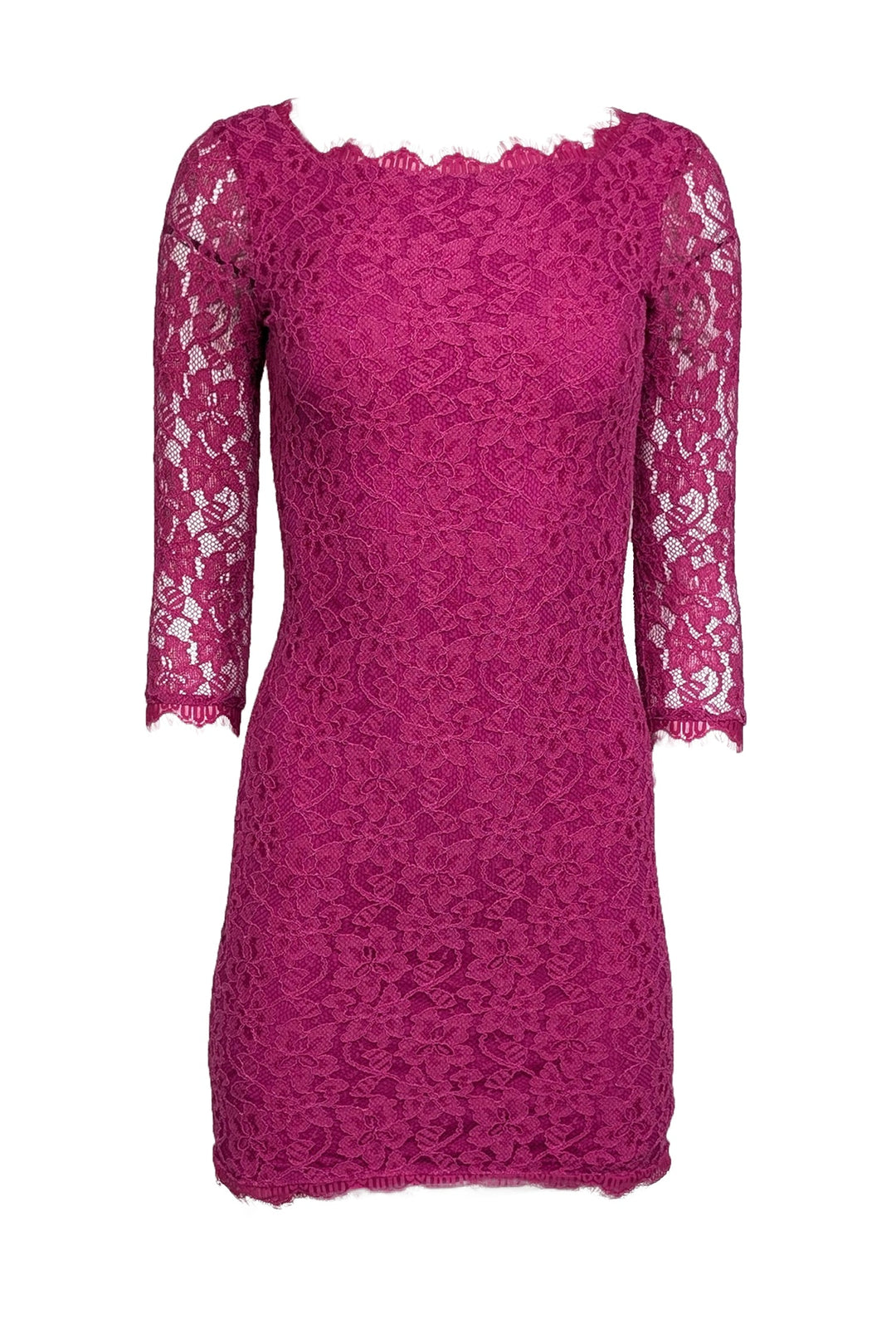 Diane von Furstenberg - Hot Pink Floral Lace "Zarita" Bodycon Dress Sz Diane von Furstenberg - Hot Pink Floral Lace "Zarita" Bodycon Dress Sz