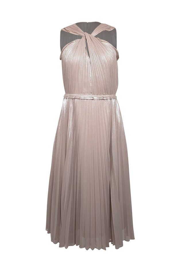 Diane von Furstenberg - Champagne Gold Plisse Sleeveless Dress Sz 6 Diane von Furstenberg - Champagne Gold Plisse Sleeveless Dress Sz 6