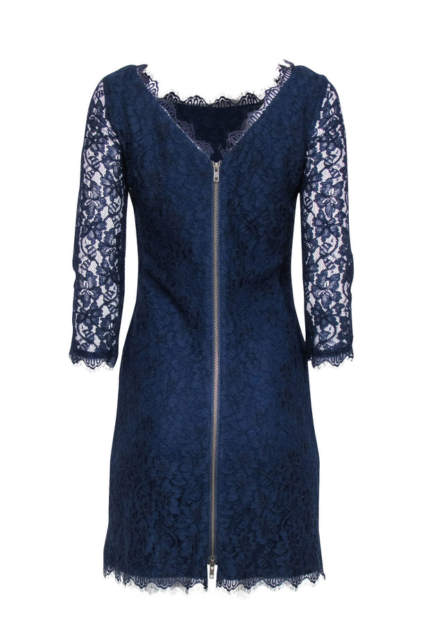diane von furstenberg zarita lace dress navy Diane Von Furstenberg Zarita Lace Dress in