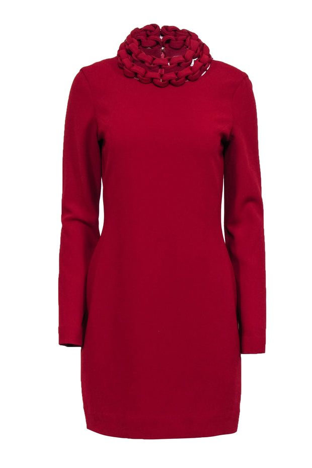 Current Boutique-Diane von Furstenberg - Red Chain Link Neckline Dress Sz 8