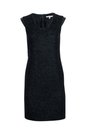Current Boutique-Diane von Furstenberg - Black Wool Blend Sheath Dress w/ Leather Trim Sz 4