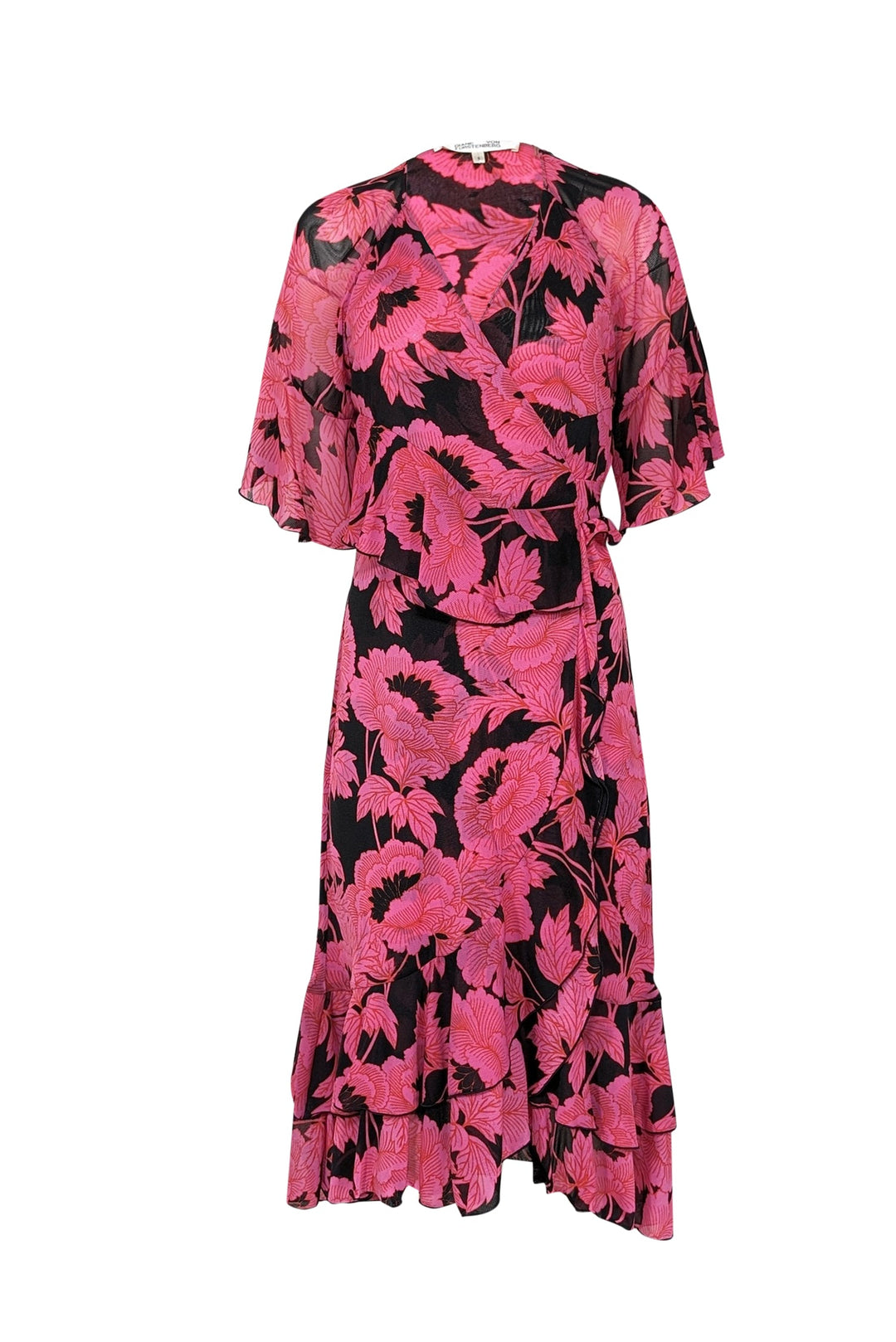 Diane von Furstenberg Women's Zion floral Wrap Dress - Camellias Black - Size Small Diane von Furstenberg Women's Zion floral Wrap Dress - Camellias Black - Size Small