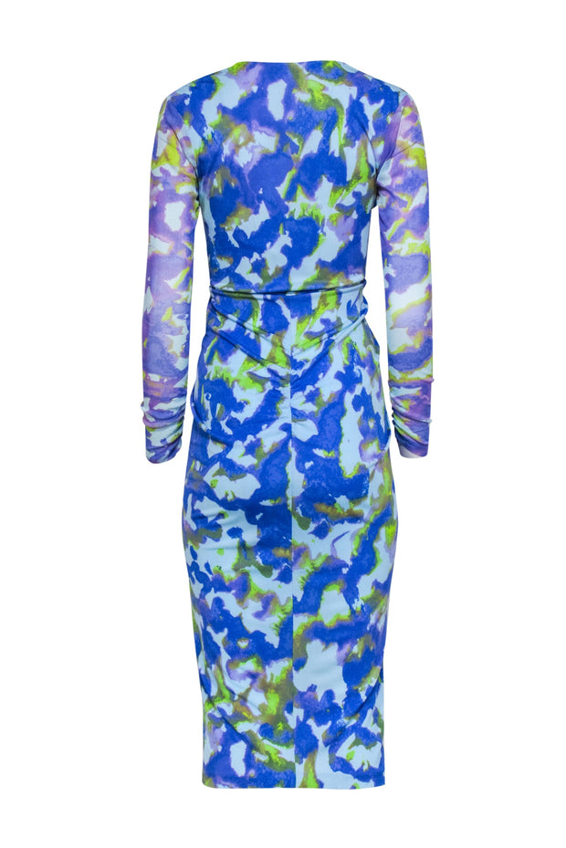 Diane von Furstenberg - Blue & Green Tie Dye Ruched Middle Dress Sz XS Diane von Furstenberg - Blue & Green Tie Dye Ruched Middle Dress Sz XS
