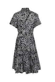 Current Boutique-Diane von Furstenberg - Black & White Short Sleeve Collared Midi Dress Sz 6