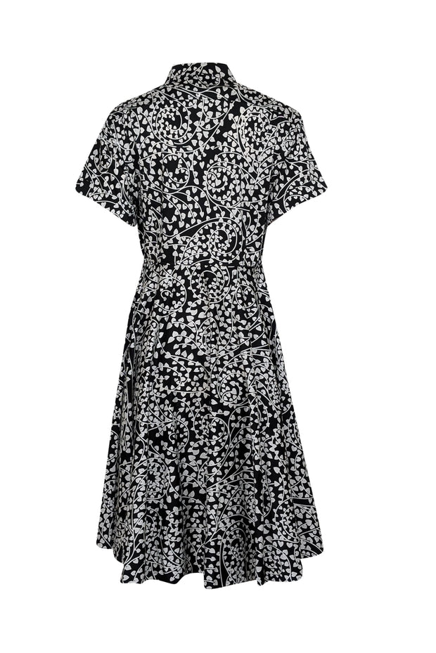 Current Boutique-Diane von Furstenberg - Black & White Short Sleeve Collared Midi Dress Sz 6