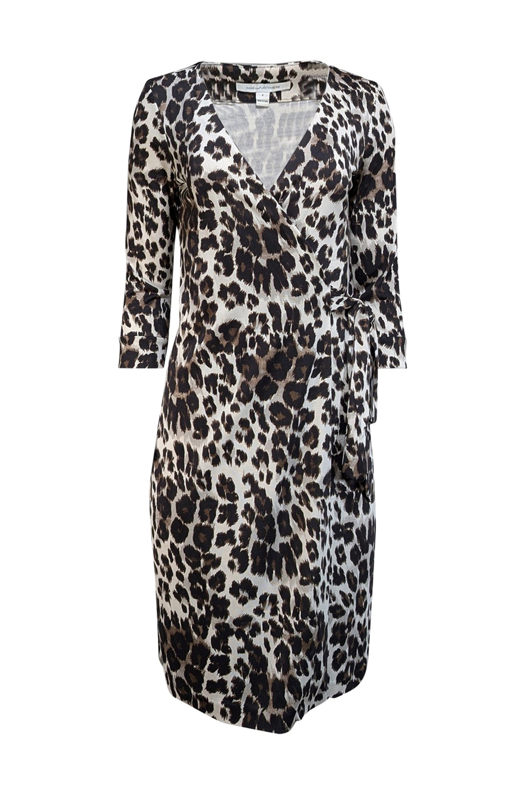 Diane von Furstenberg - White w/ Black & Brown Leopard Print Silk Wrap