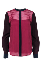 Current Boutique-Diane von Furstenberg - Deep Cherry, Maroon, & Navy Colorblocked Blouse Sz 8