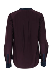Current Boutique-Diane von Furstenberg - Deep Cherry, Maroon, & Navy Colorblocked Blouse Sz 8